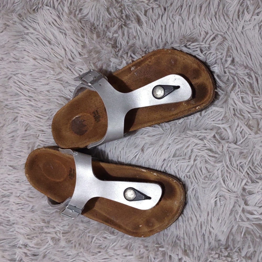 Silver Birkenstock sandles